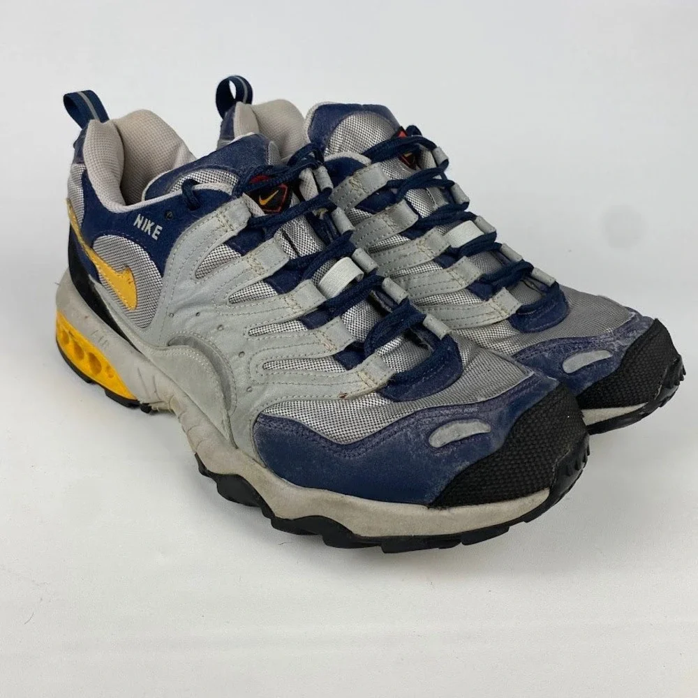 Nike‎ Air Terra Albis Mens 13 Silver Navy Yellow 1998 VTG Trail Shoes 104113-071